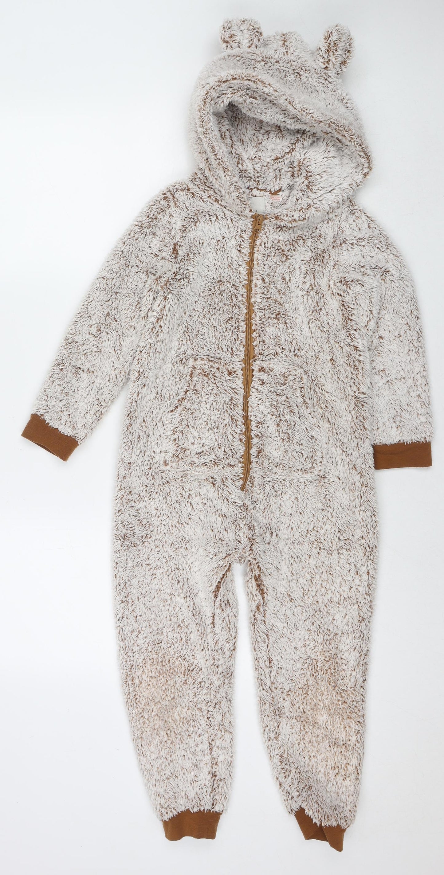 John Lewis Girls Ivory Solid Polyester Capri One Piece Size 7 Years Zip