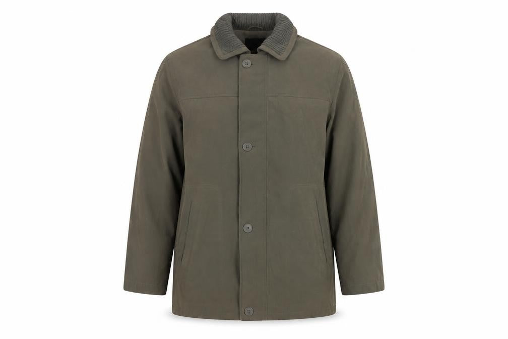 Front view of Henley & Knight women’s green jacket, size L, zip