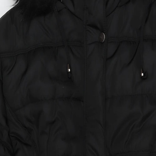 Cissy&Co Womens Black Quilted Jacket Size 24 Zip