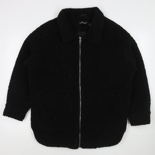 Motel Womens Black Overcoat Coat Size M Zip