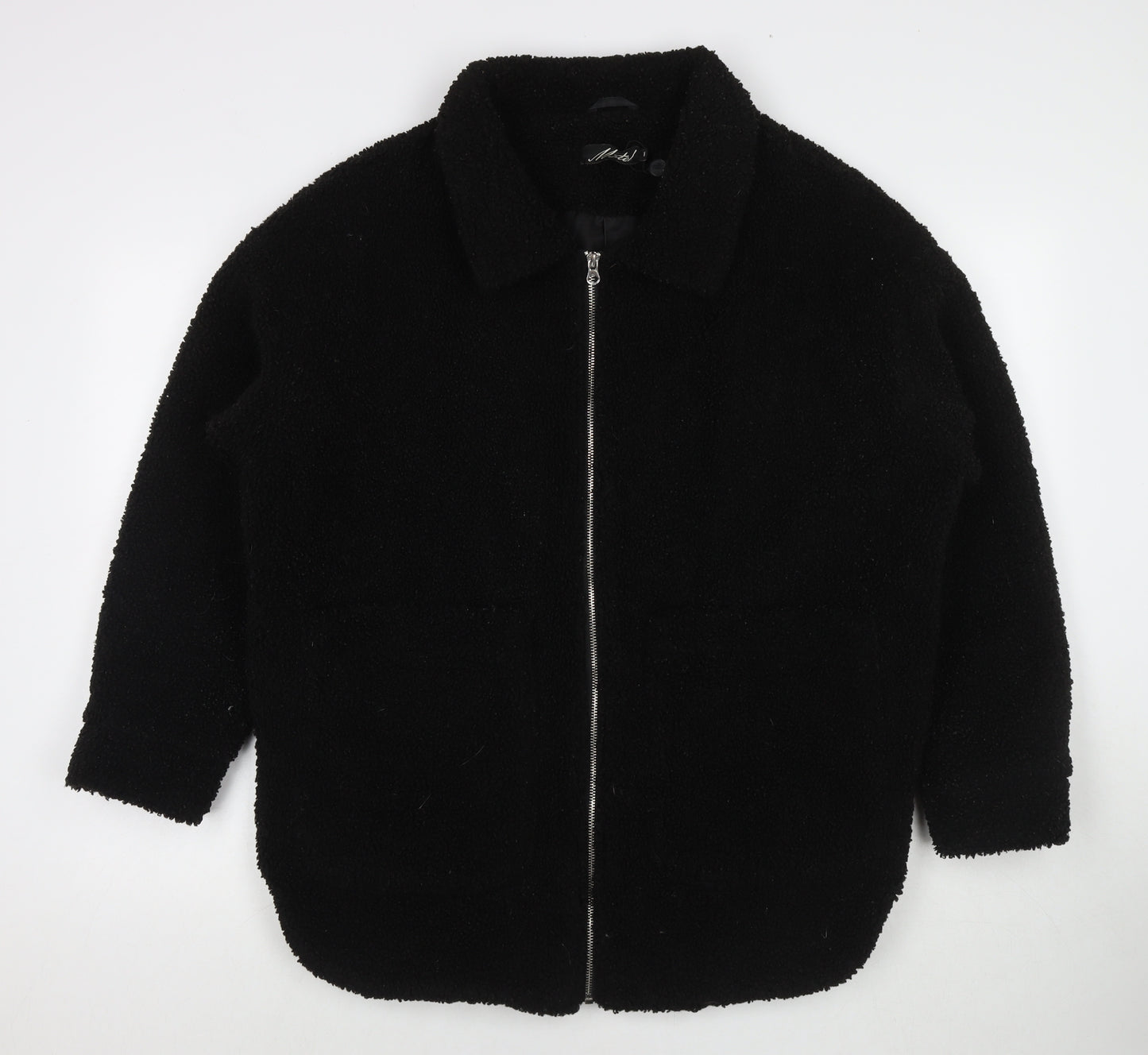 Motel Womens Black Overcoat Coat Size M Zip