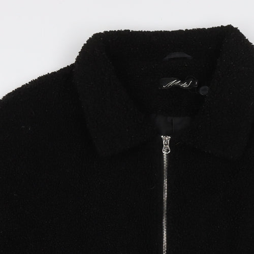 Motel Womens Black Overcoat Coat Size M Zip