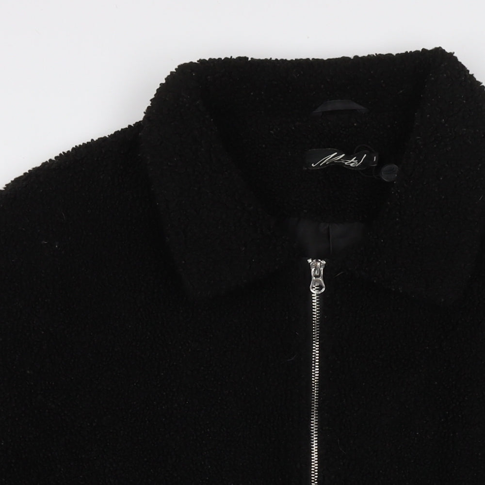 Motel Womens Black Overcoat Coat Size M Zip