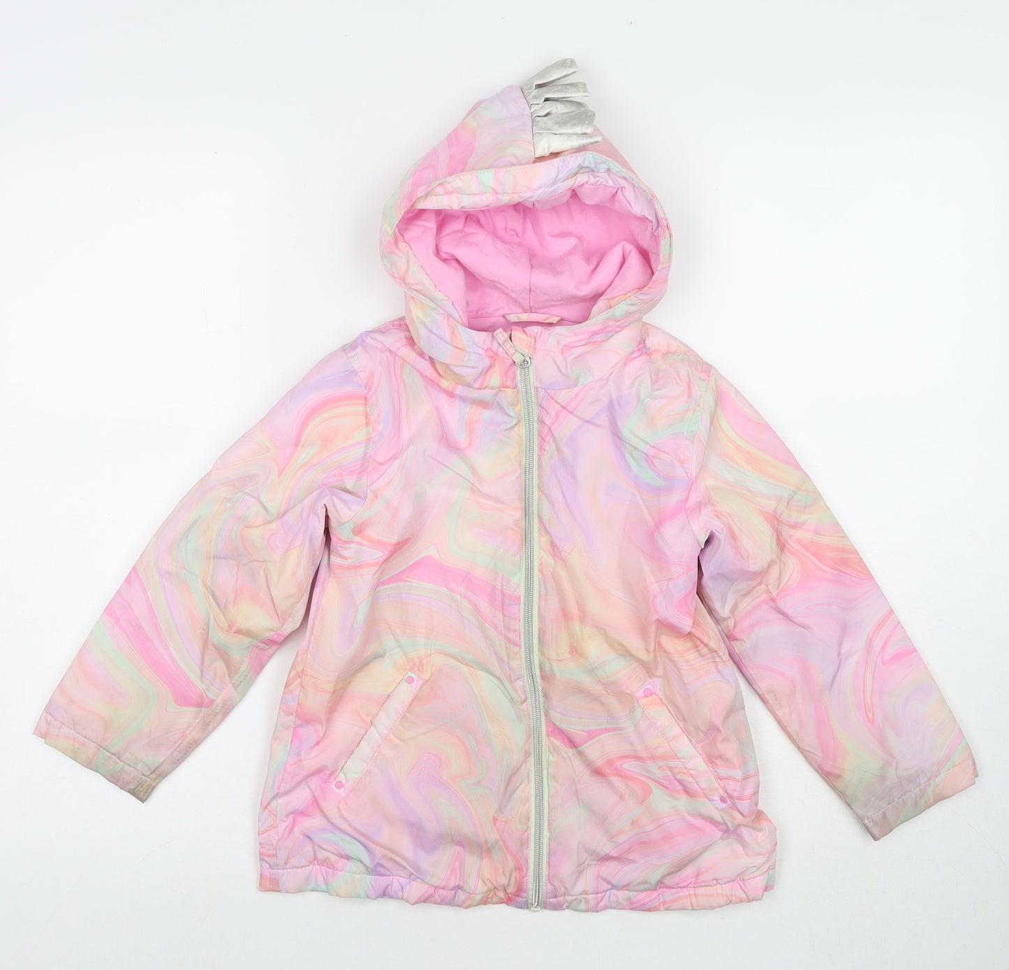 NEXT Girls Pink Geometric Jacket Size 5-6 Years Zip