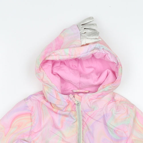 NEXT Girls Pink Geometric Jacket Size 5-6 Years Zip