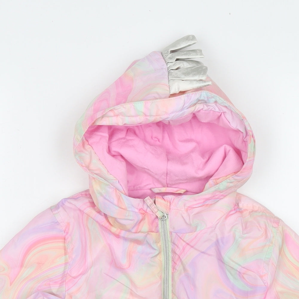 NEXT Girls Pink Geometric Jacket Size 5-6 Years Zip