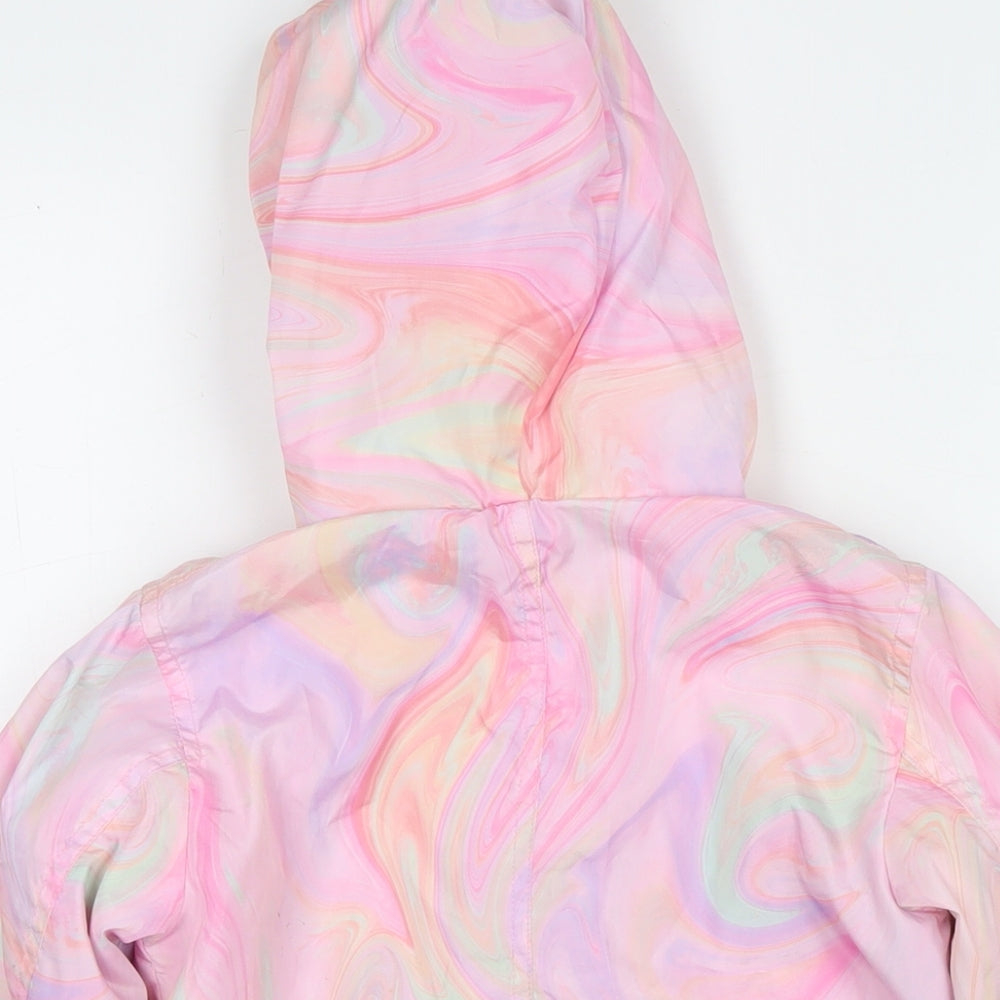 NEXT Girls Pink Geometric Jacket Size 5-6 Years Zip