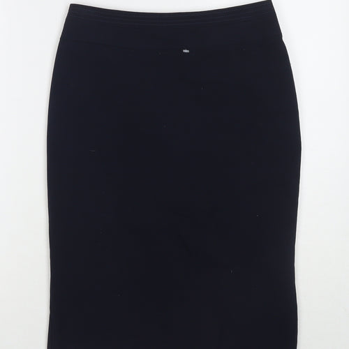 Marks and Spencer Womens Blue Polyester A-Line Skirt Size 8 Zip