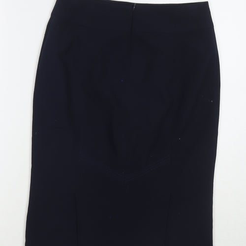 Marks and Spencer Womens Blue Polyester A-Line Skirt Size 8 Zip