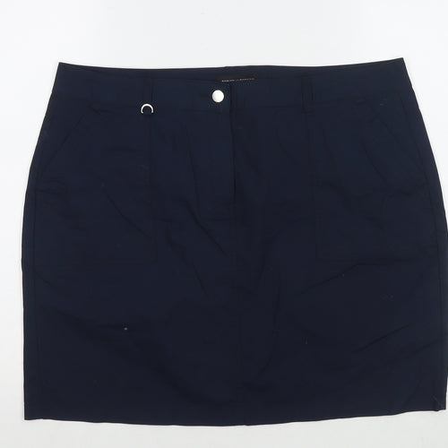 Dorothy Perkins Womens Blue Cotton A-Line Skirt Size 16 Zip