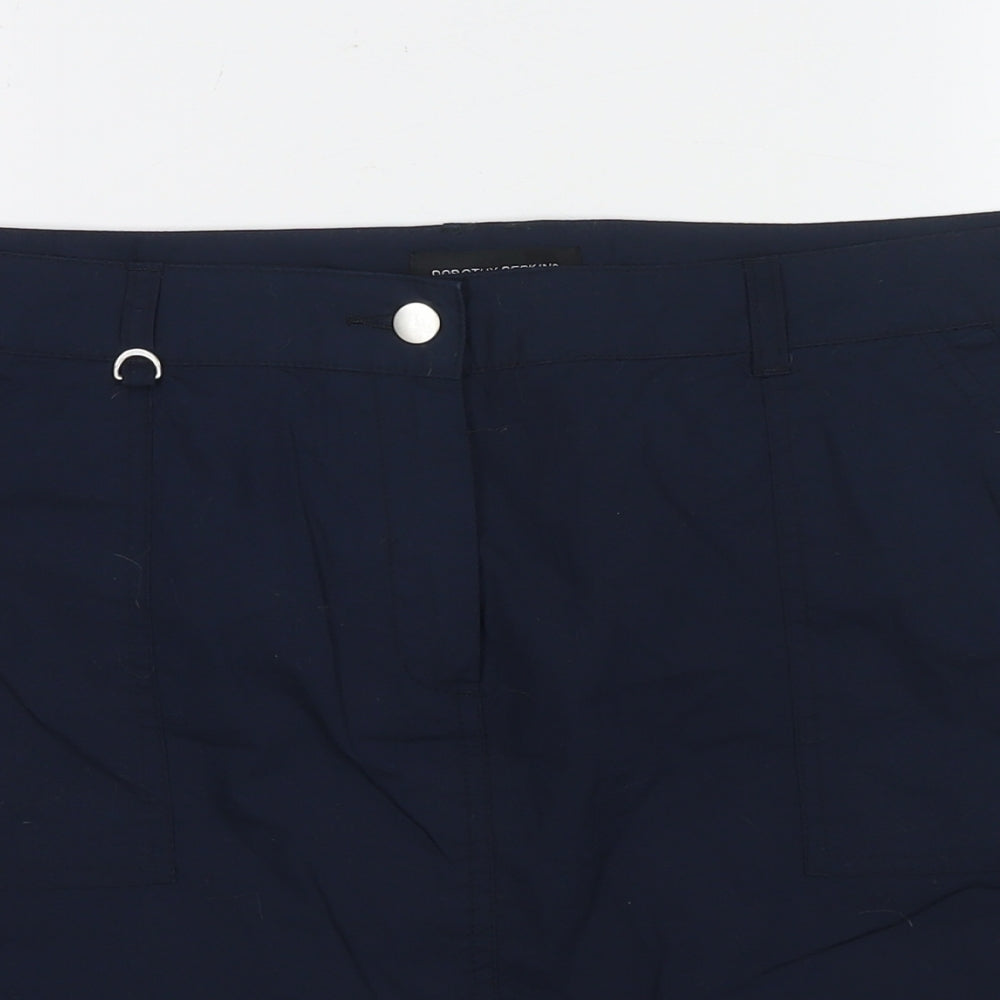 Dorothy Perkins Womens Blue Cotton A-Line Skirt Size 16 Zip