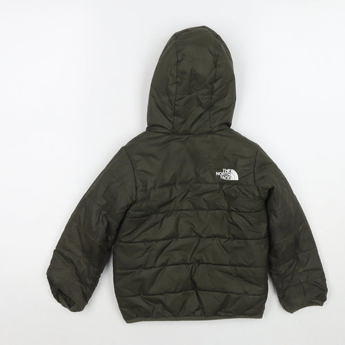 The North Face Boys Green Camouflage Puffer Jacket Jacket Size 3 Years Zip - Reversible