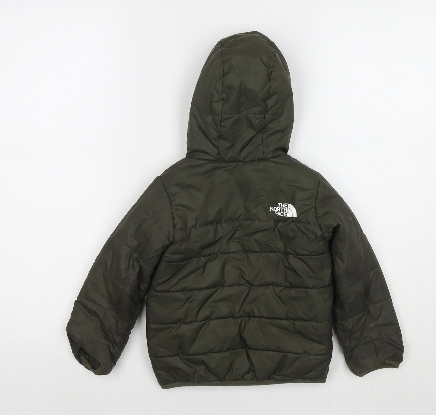 The North Face Boys Green Camouflage Puffer Jacket Jacket Size 3 Years Zip - Reversible