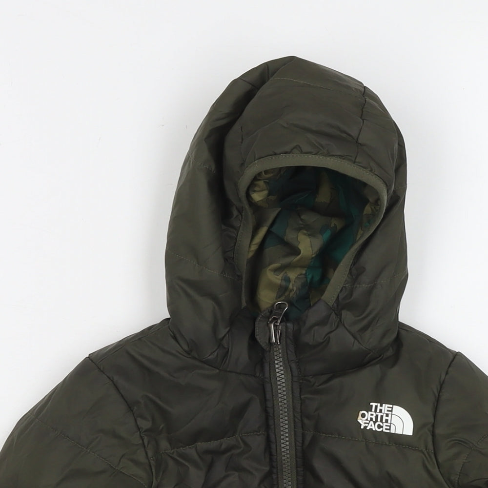 The North Face Boys Green Camouflage Puffer Jacket Jacket Size 3 Years Zip - Reversible