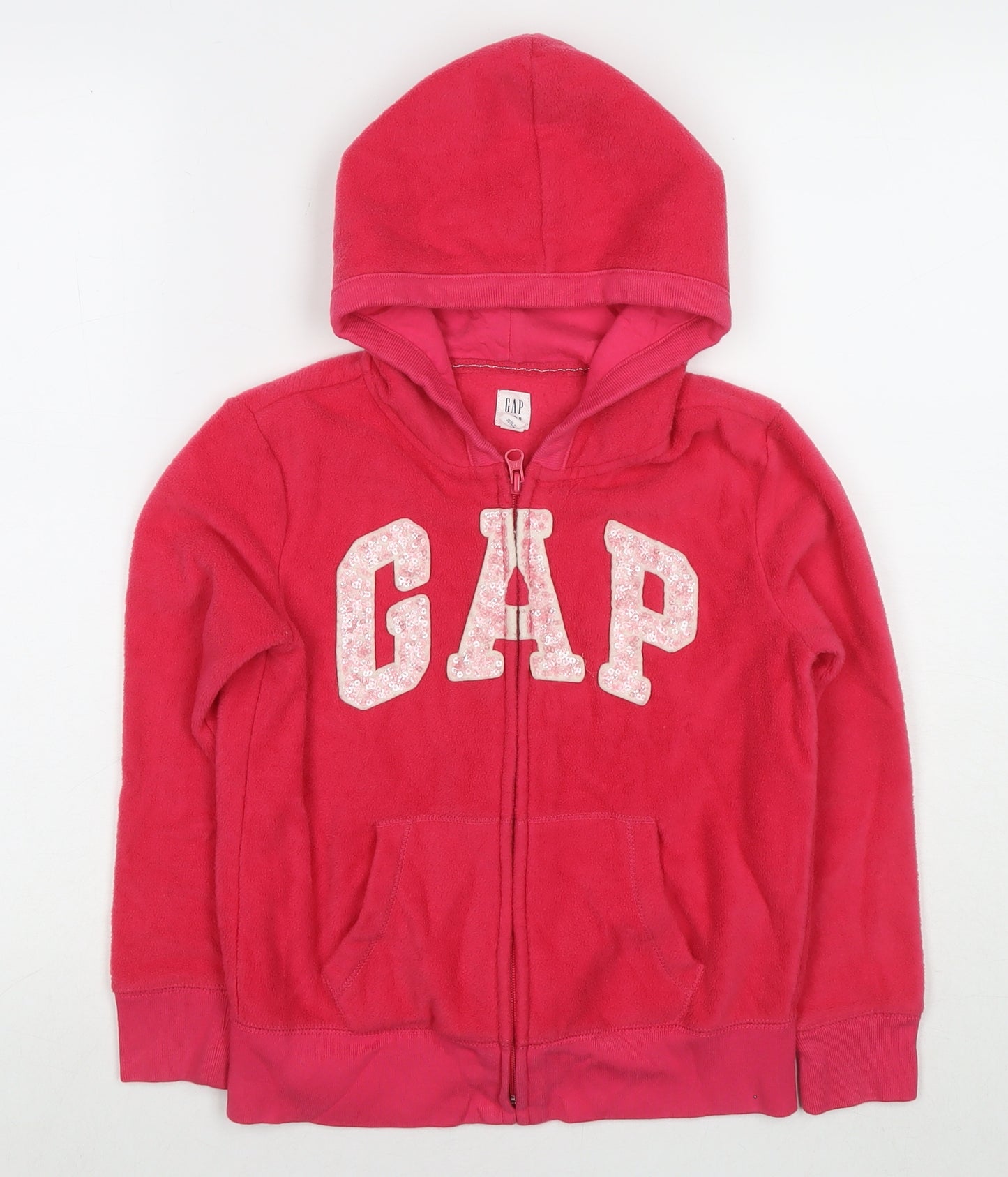 Gap Girls Pink Jacket Size 8 Years Zip - Logo