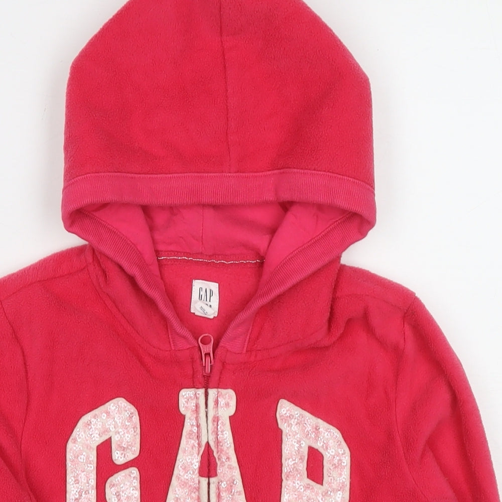 Gap Girls Pink Jacket Size 8 Years Zip - Logo