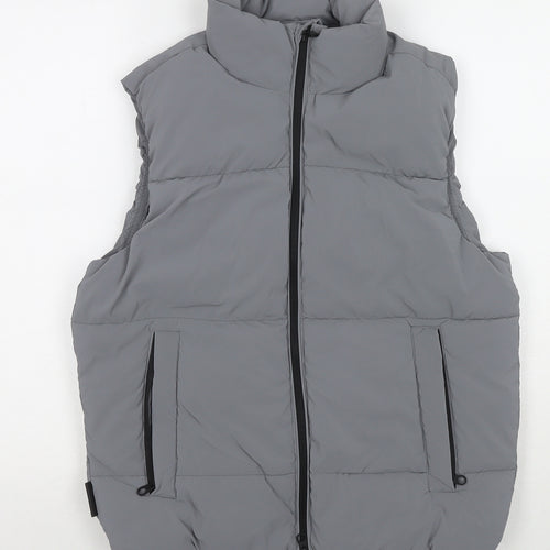 Sinsay Mens Grey Gilet Waistcoat Size XS Zip