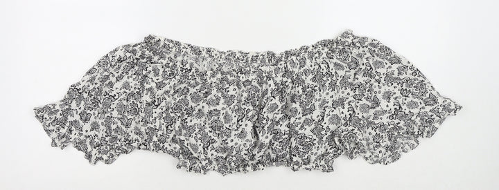 Boohoo Womens White Paisley Viscose Cropped T-Shirt Size M Off the Shoulder