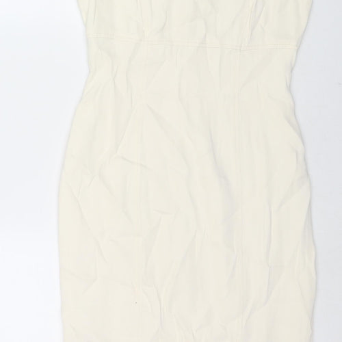 Wallis Womens Ivory Acetate A-Line Size 12 Scoop Neck Zip