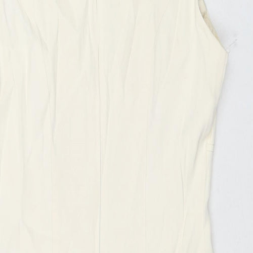Wallis Womens Ivory Acetate A-Line Size 12 Scoop Neck Zip