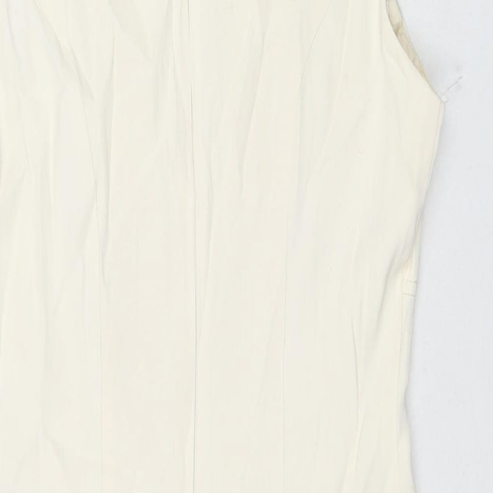Wallis Womens Ivory Acetate A-Line Size 12 Scoop Neck Zip