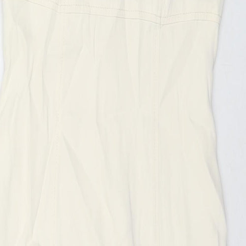 Wallis Womens Ivory Acetate A-Line Size 12 Scoop Neck Zip
