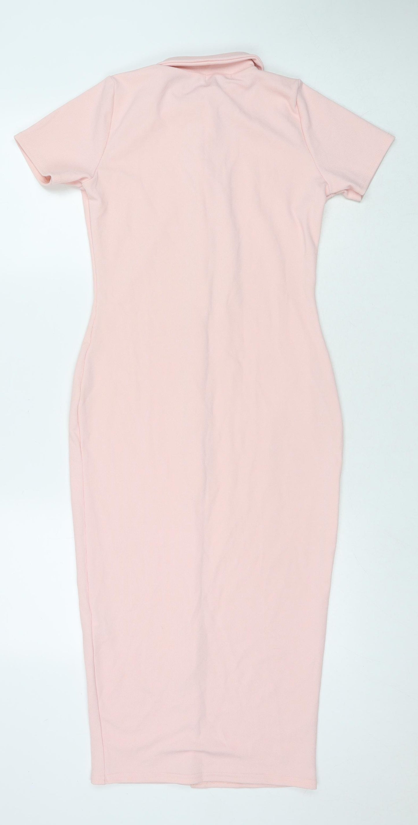 I SAW IT FIRST Womens Pink Polyester Bodycon Size 10 Collared Button
