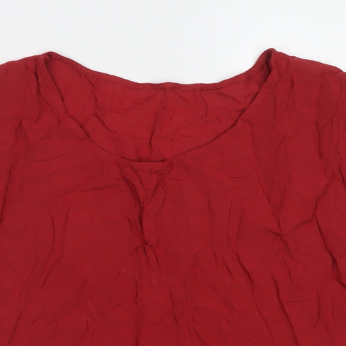 Piazza Italia Womens Red Viscose Basic T-Shirt Size L Round Neck