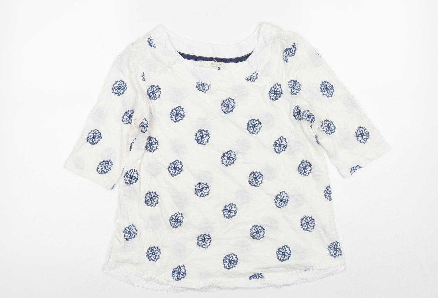 White Stuff Womens White Cotton Basic T-Shirt Size 8 Round Neck