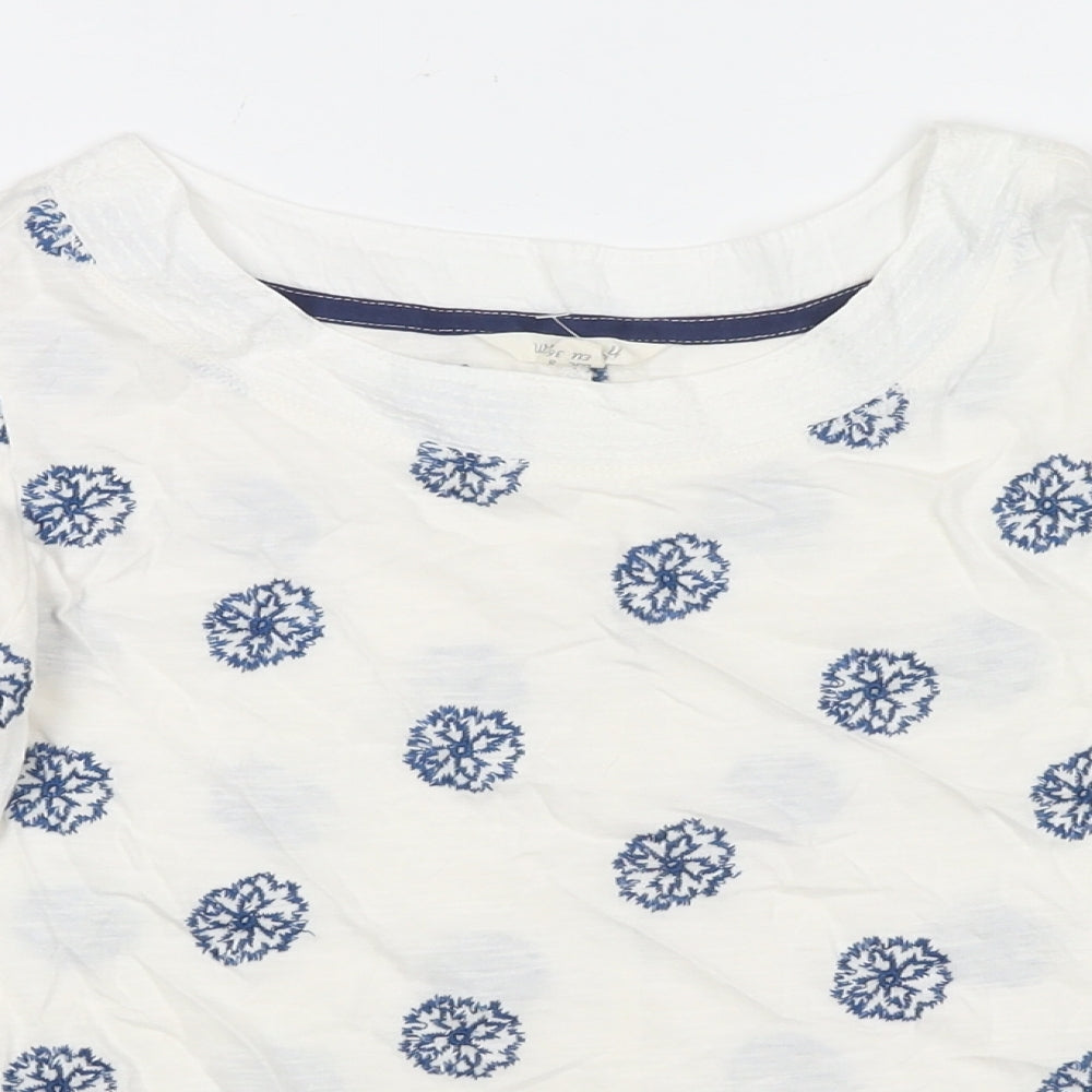 White Stuff Womens White Cotton Basic T-Shirt Size 8 Round Neck