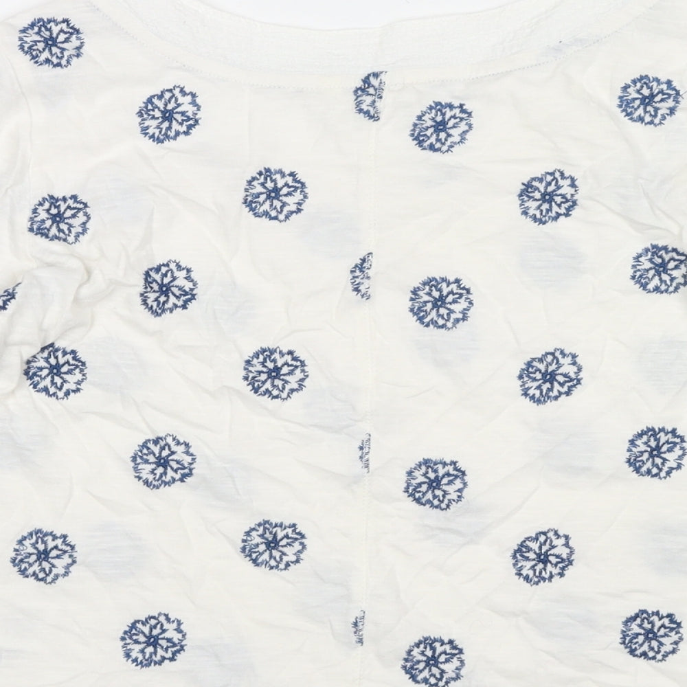 White Stuff Womens White Cotton Basic T-Shirt Size 8 Round Neck