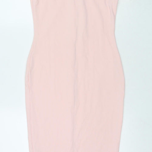I SAW IT FIRST Womens Pink Polyester Bodycon Size 14 Collared Button
