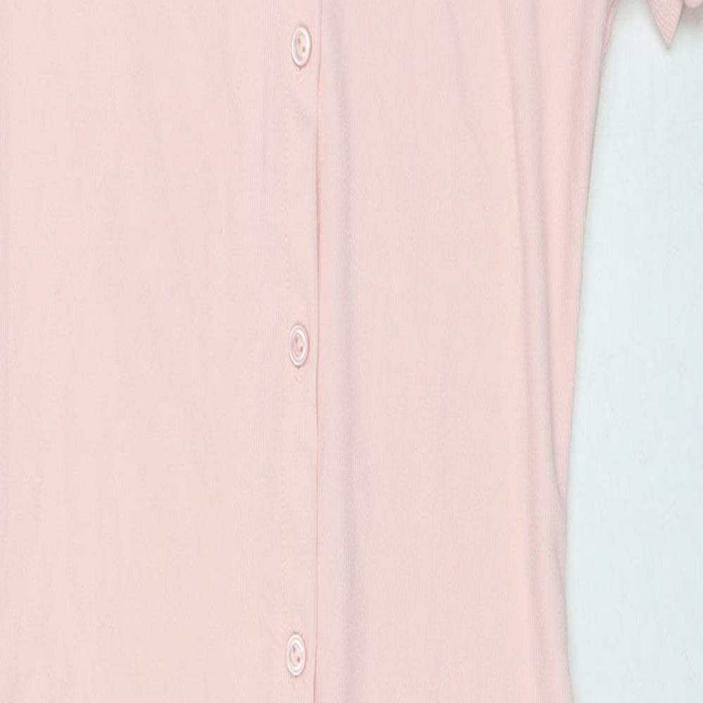 I SAW IT FIRST Womens Pink Polyester Bodycon Size 14 Collared Button