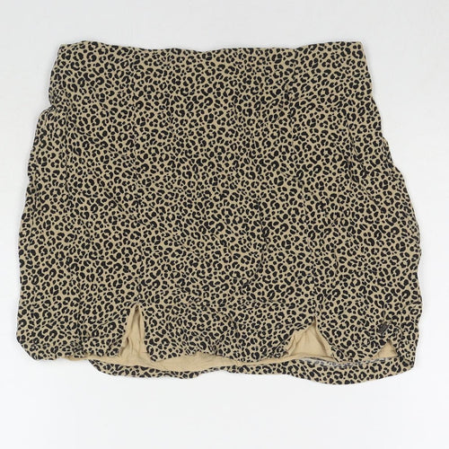 Pull Womens Brown Animal Print Viscose Mini Skirt Size M Zip - Leopard Print