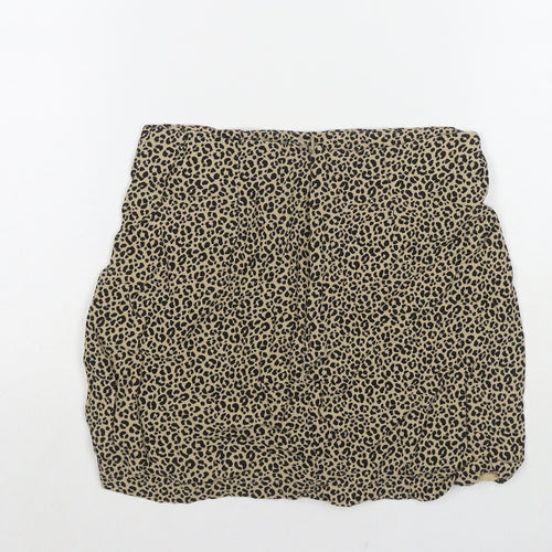 Pull Womens Brown Animal Print Viscose Mini Skirt Size M Zip - Leopard Print