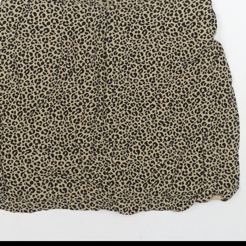 Pull Womens Brown Animal Print Viscose Mini Skirt Size M Zip - Leopard Print