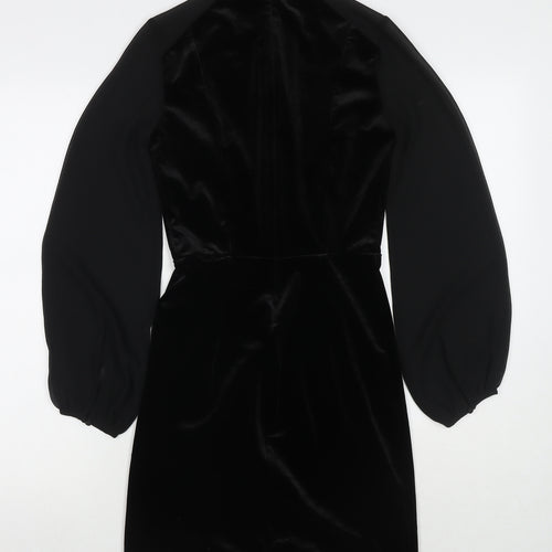 H&M Womens Black Polyester A-Line Size XS Round Neck Zip