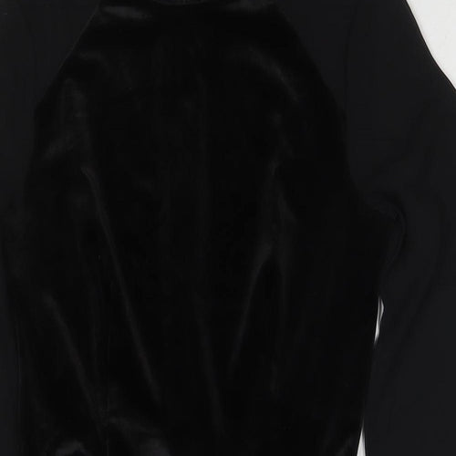 H&M Womens Black Polyester A-Line Size XS Round Neck Zip