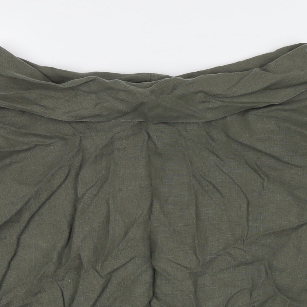 Coset Womens Blue Linen Basic Blouse Size M Roll Neck