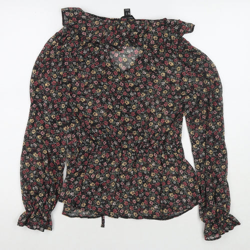 New Look Womens Multicoloured Floral Polyester Basic Blouse Size 8 V-Neck