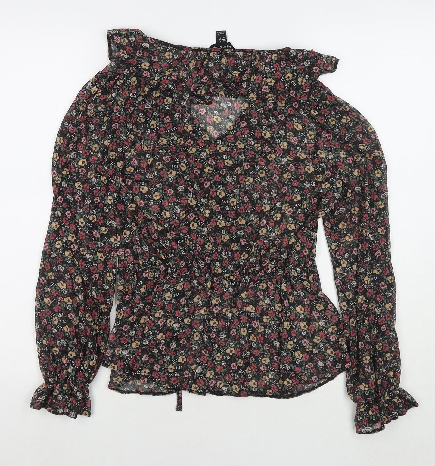 New Look Womens Multicoloured Floral Polyester Basic Blouse Size 8 V-Neck