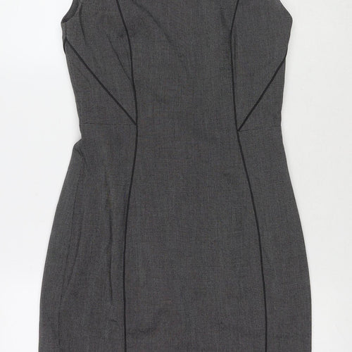 H&M Womens Grey Polyester A-Line Size 10 Round Neck Zip