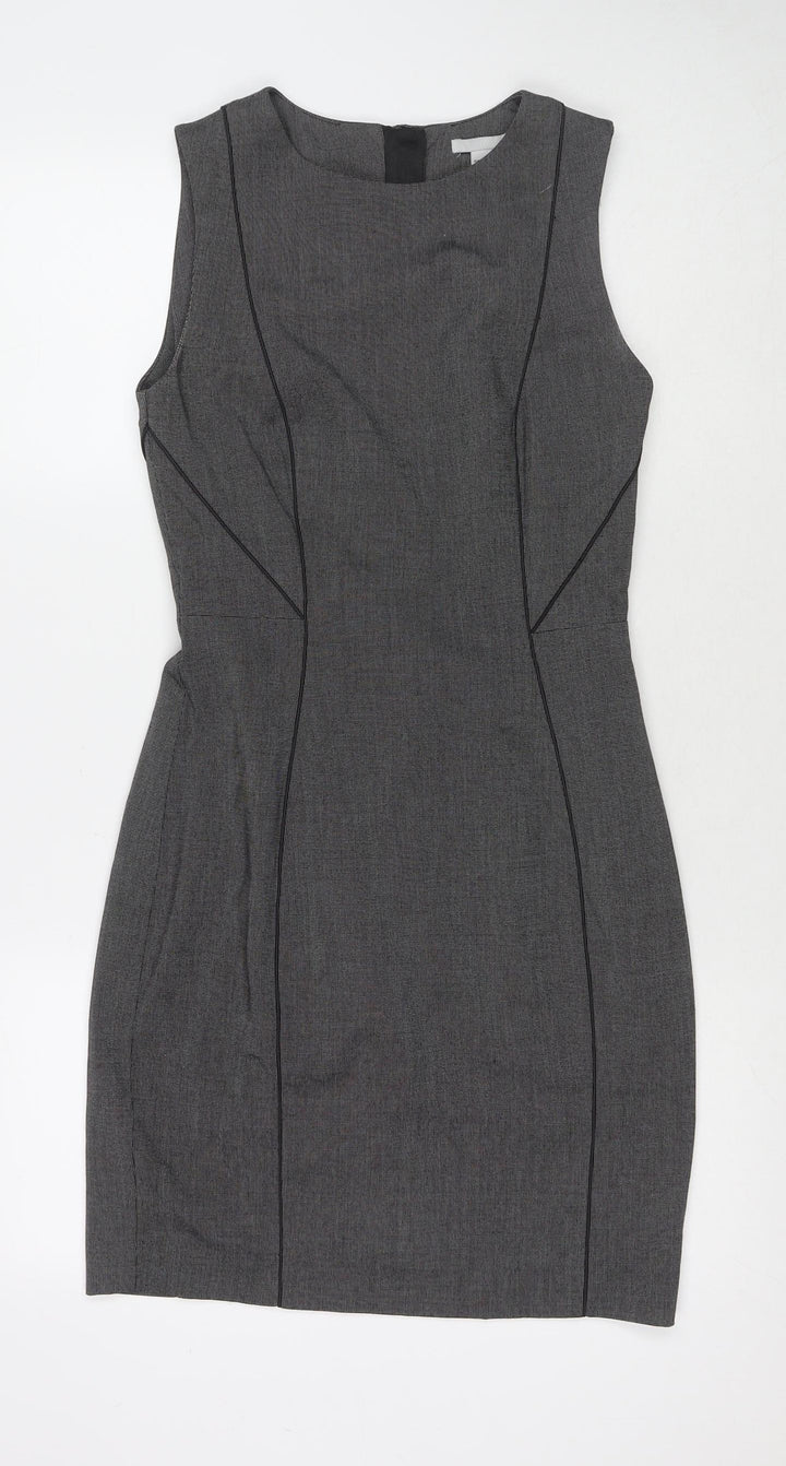 H&M Womens Grey Polyester A-Line Size 10 Round Neck Zip