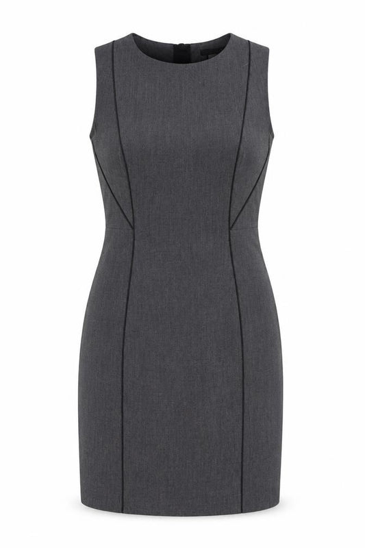 Front view of H&M women’s grey polyester a-line, size UK 10, round neck zip