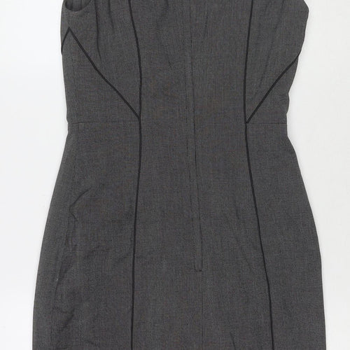 H&M Womens Grey Polyester A-Line Size 10 Round Neck Zip