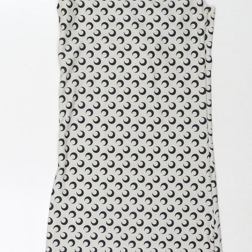 Wave Womens Grey Geometric Polyester Bodycon One Size Square Neck Pullover - Moon