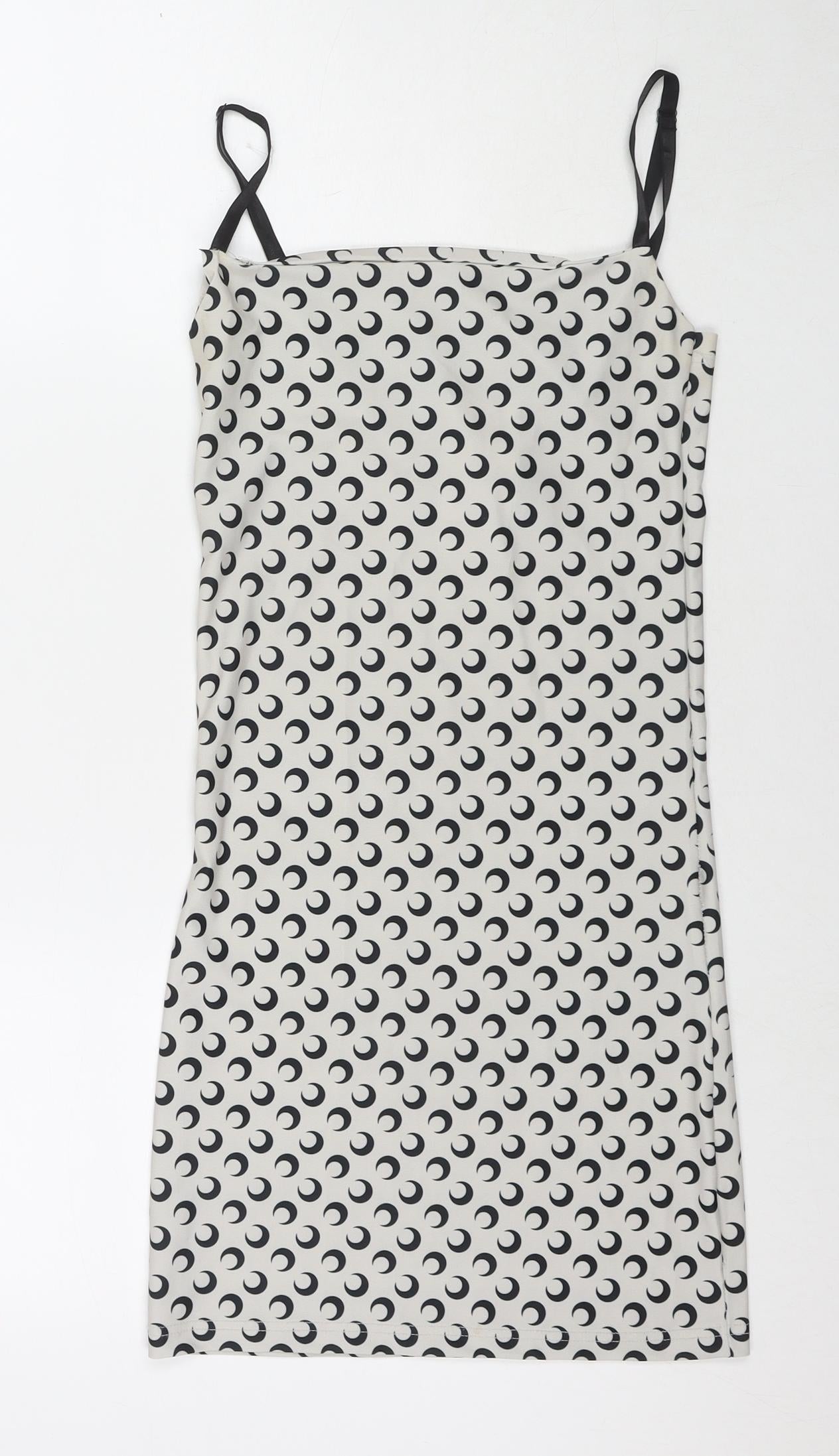 Wave Womens Grey Geometric Polyester Bodycon One Size Square Neck Pullover - Moon