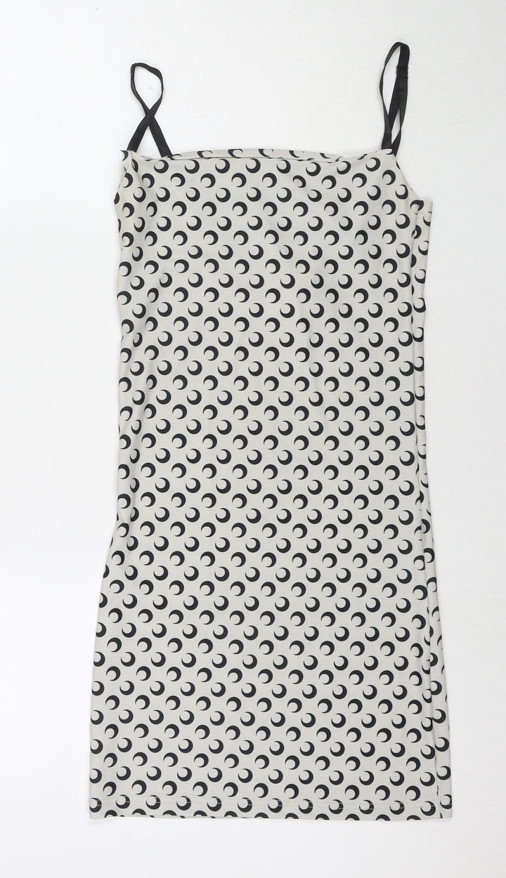 Wave Womens Grey Geometric Polyester Bodycon One Size Square Neck Pullover - Moon