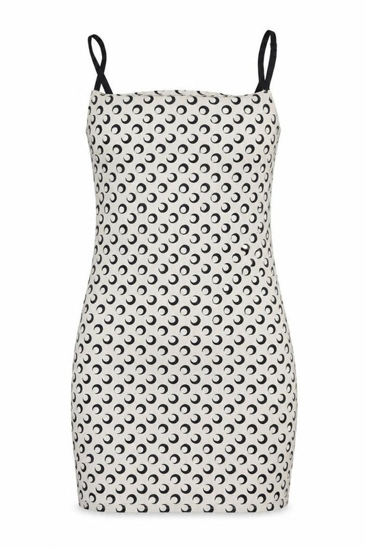 Front view of Wave women’s grey geometric polyester bodycon one size square neck pullover - moon