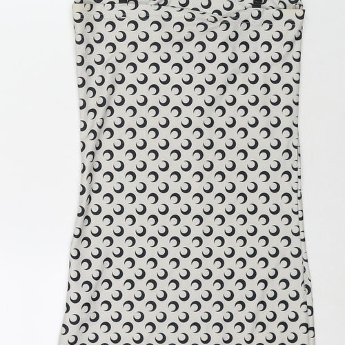 Wave Womens Grey Geometric Polyester Bodycon One Size Square Neck Pullover - Moon